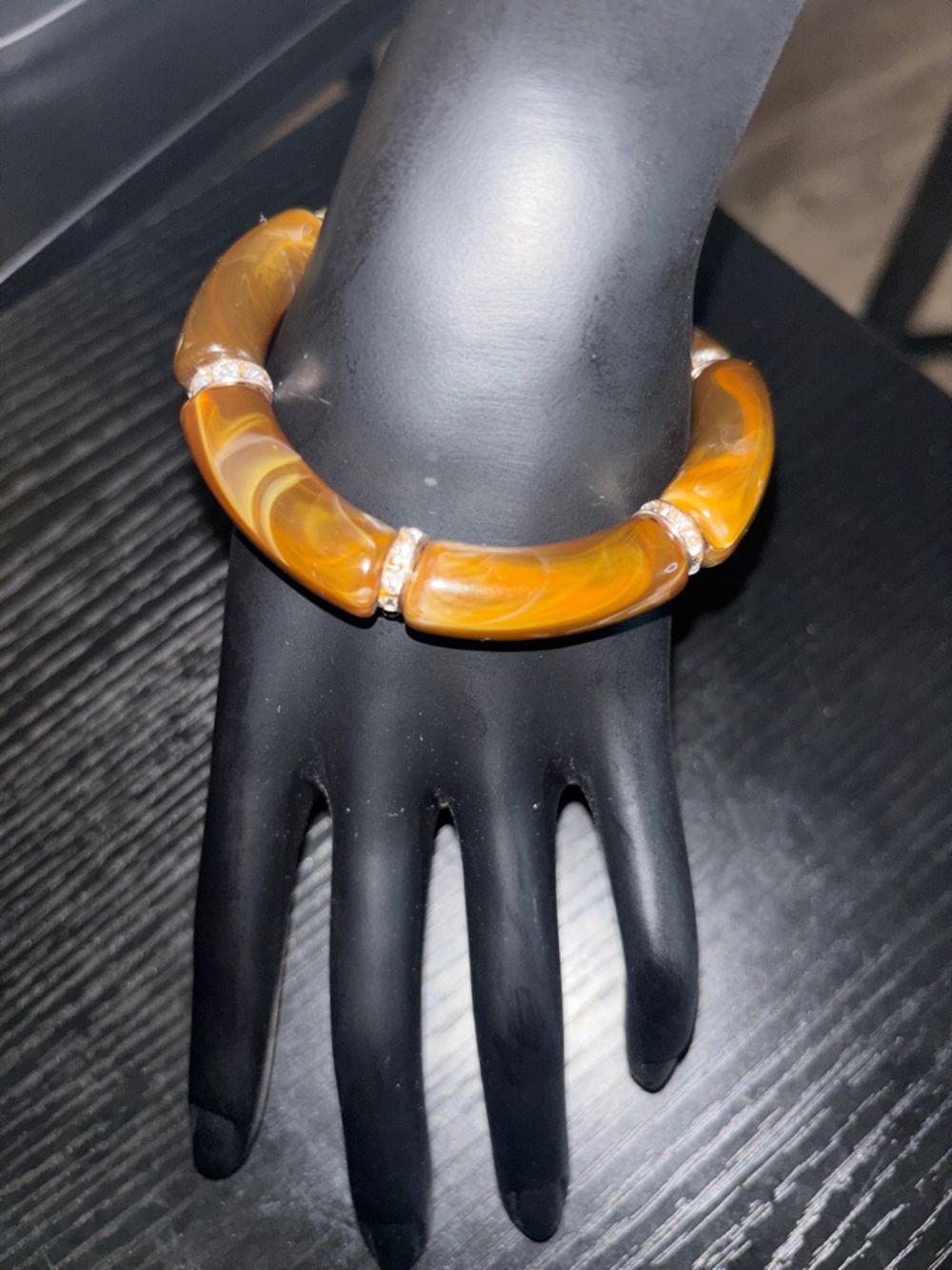 REESELYN CREATIONS Handcrafted Swirl Stretch Tube Bangle w Rhinestone Spacers